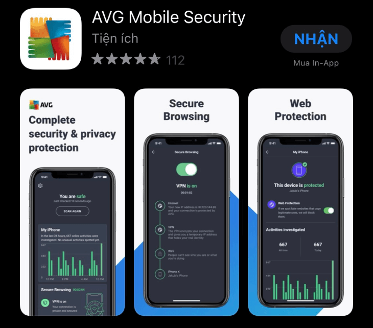 AVG Mobile Security là phần mềm diệt virus cho iphone